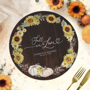 Assiettes En Carton Tournesol de mariage citrouille coup de foudre