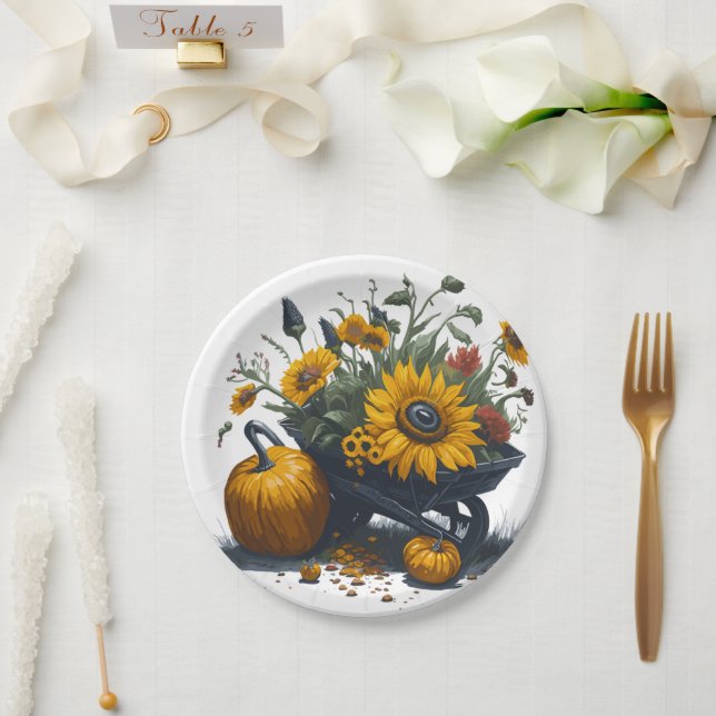 Assiettes En Carton Tournesol et Citrouille (Mariage)