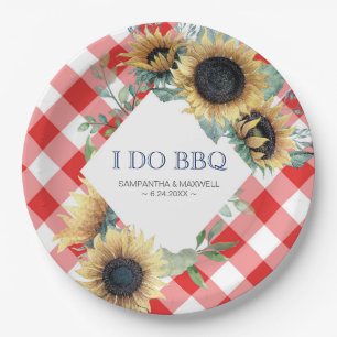 Assiettes En Carton Tournesol et Tartan Rouge I Do BBQ