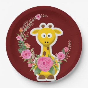 Assiettes En Carton Tournesol Floral Giraffe Roses Rose Plaques en pap