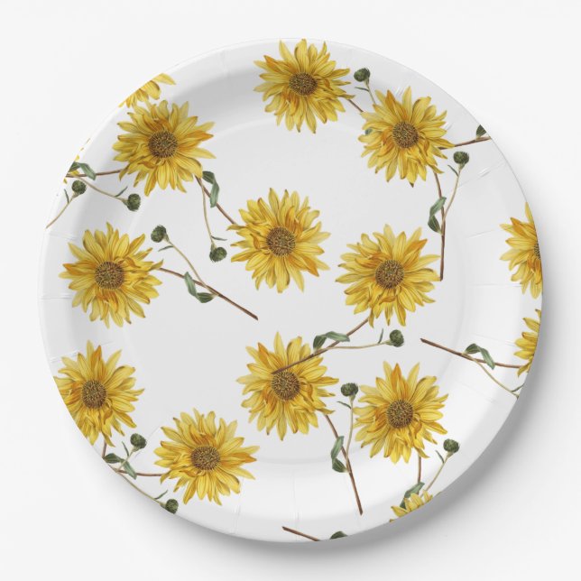 Assiettes En Carton Tournesol Personnaliser (Devant)