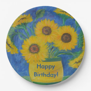 Assiettes En Carton Tournesol renversant de joyeux anniversaire