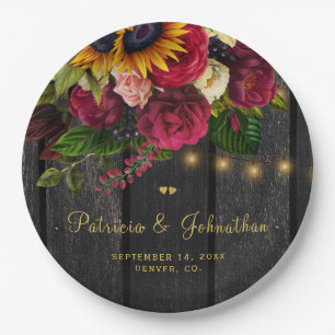 Assiettes En Carton Tournesol rustique et fête de mariage personnalisé