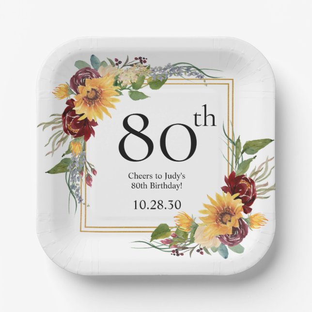 Assiettes En Carton Tournesols 80e anniversaire (Recto)