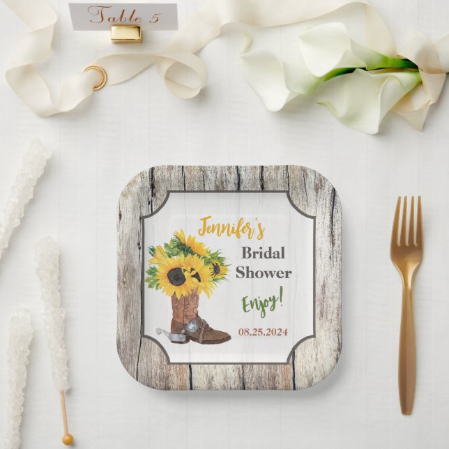 Assiettes En Carton Tournesols dans la Fête des mariées de démarrage d (Mariage)
