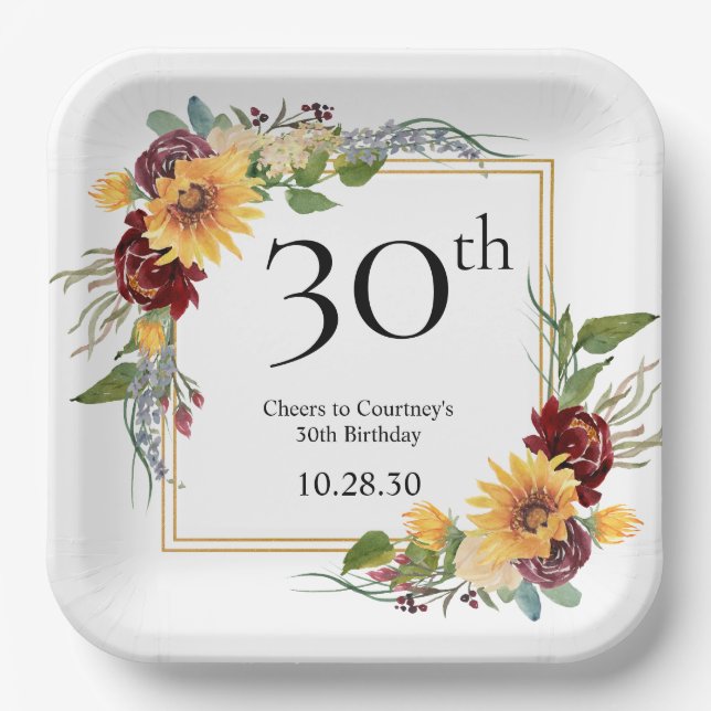Assiettes En Carton Tournesols du 30e anniversaire (Recto)
