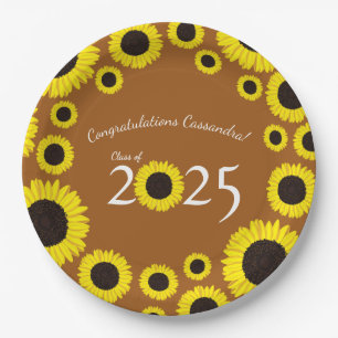 Assiettes En Carton Tournesols Pays Parti de Graduation Rust orange