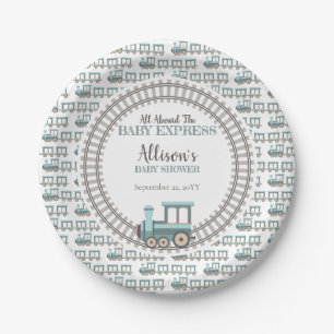 Assiettes En Carton Tous à bord du Baby shower bébé Express Train Boy