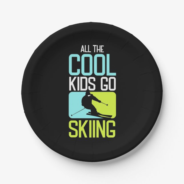 Assiettes En Carton Tous Les Enfants Cool Peuvent Faire Du Ski (Devant)