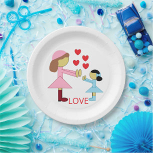 Assiettes En Carton Tous les enfants ont besoin d'amour : blanc