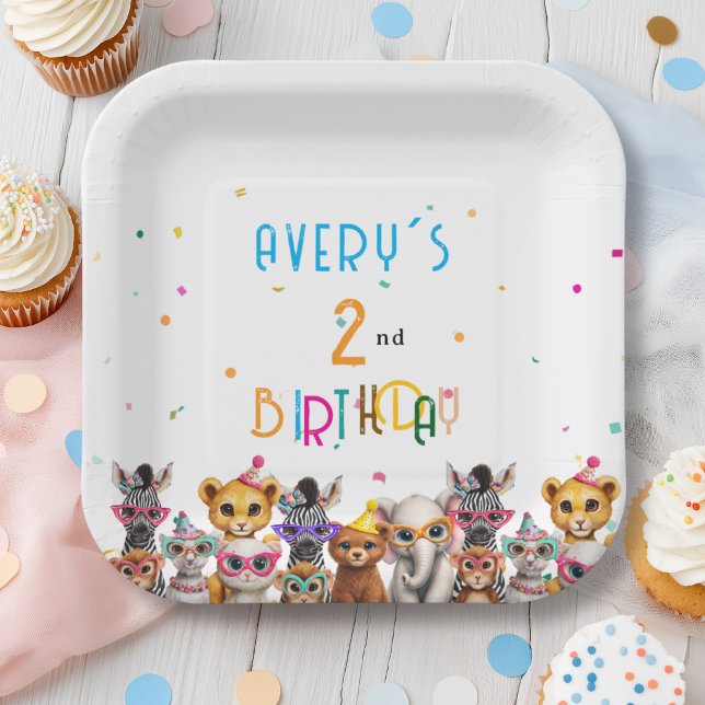 Assiettes En Carton Tous les fêtards sont invités ! Anniversaire au zo (Calling All Party Animals! Zoo Birthday Custom Paper Plates)