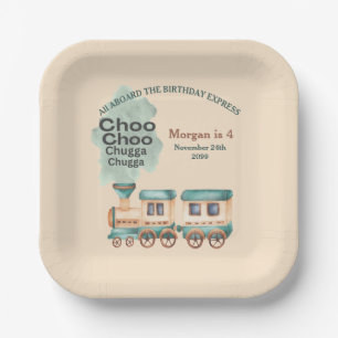 Assiettes En Carton Tout âge Anniversaire Fête de train Tous à bord de