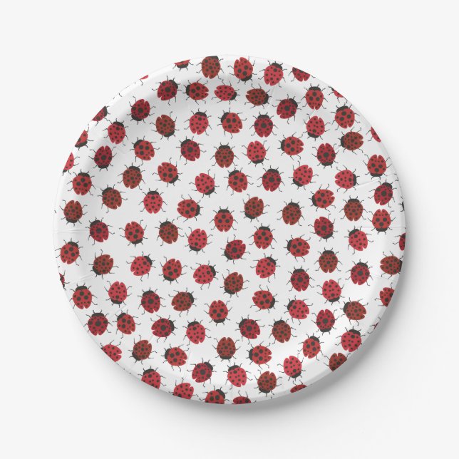 Assiettes En Carton Tout autour de Red Ladybugs Moderne (Devant)