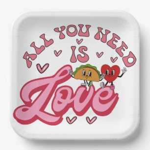 Assiettes En Carton Tout ce dont vous avez besoin est un T-Shirt d'amo