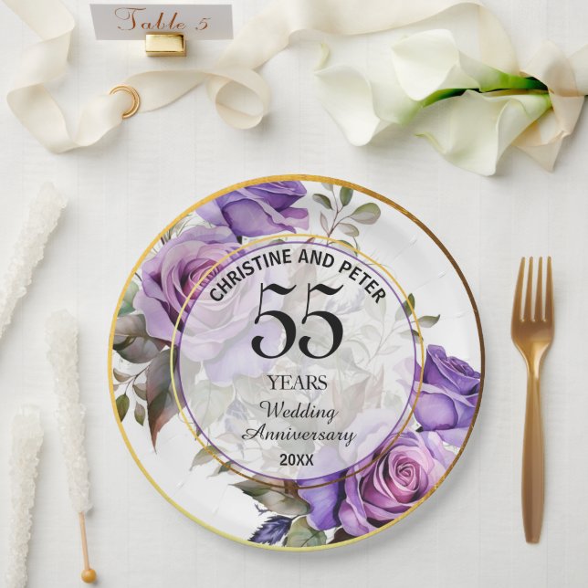 Assiettes En Carton Tout Mariage (55) Gold Frame Roses Anniversaire (Mariage)