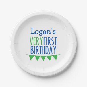 Assiettes En Carton Tout premier anniversaire donnant un petit coup