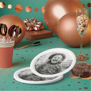 Assiettes En Carton TOUTE Anniversaire Chic White Typographie