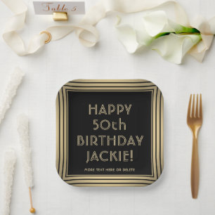 Assiettes En Carton Toute fête d'anniversaire Élégant Classique Noir e