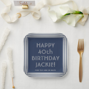 Assiettes En Carton TOUTE fête d'anniversaire Elégante Marine Bleu et