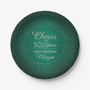 Assiettes En Carton Toute fête d'anniversaire Joie Confettis Verts & D
