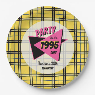 Assiettes En Carton TOUTES les années 90 plaid jaune et fête d'anniver