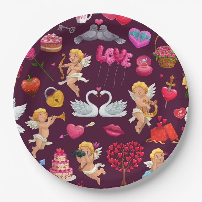 Assiettes En Carton Toutes les choses Valentine (Devant)