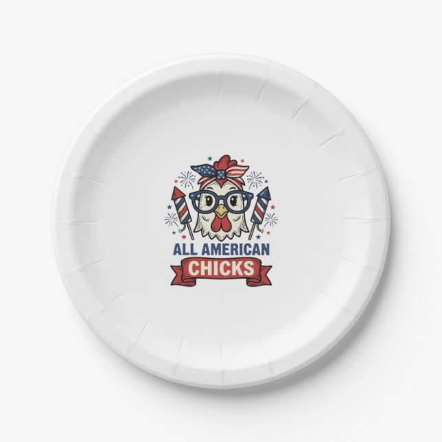 Assiettes En Carton Toutes les poules américaines dessin vectoriel de  (Devant)