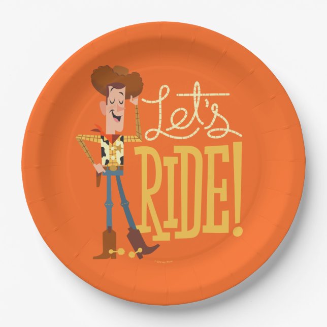 Assiettes En Carton Toy Story 4 | Illustration en bois "Ride" (Devant)