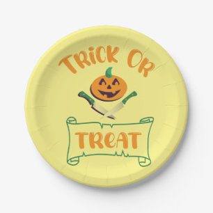 Assiettes En Carton Tracer ou traiter les os croisés Halloween visage