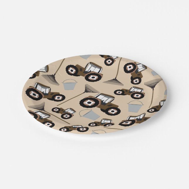 Assiettes En Carton Tracteur Camion Motif Équipement agricole (Angle)