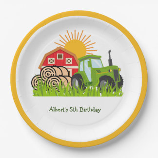 Assiettes En Carton Tracteur vert | Plaques papier à thème Anniversair