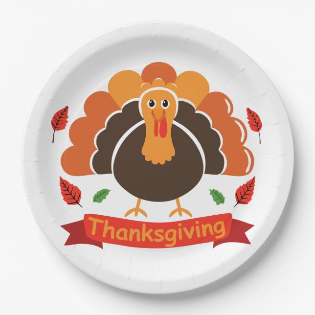 Assiettes En Carton Traditional Thanksgiving Design (Devant)