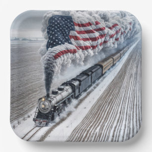 Assiettes En Carton Train américain de la liberté