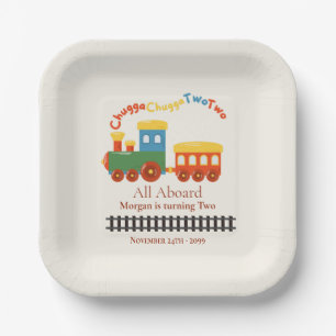 Assiettes En Carton Train coloré 2 Anniversaire Chugga Choo Deux
