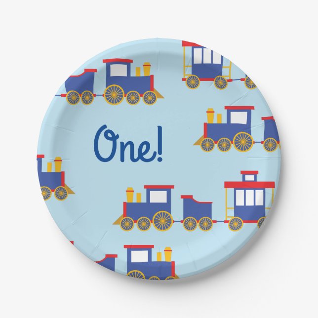 Assiettes En Carton Train Cute Choo-Choo 1er Anniversaire Thème (Devant)