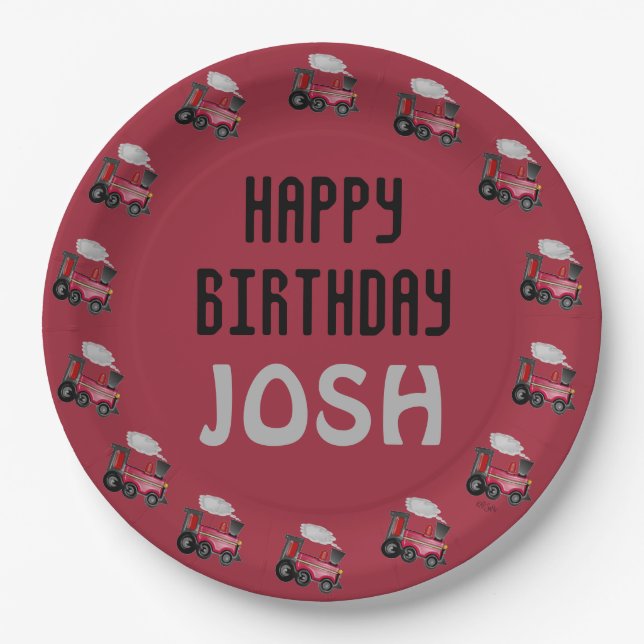 Assiettes En Carton Train d'anniversaire (Devant)