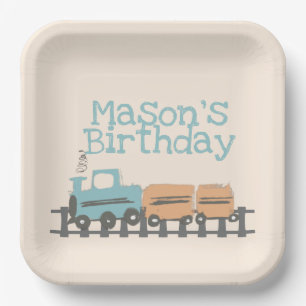 Assiettes En Carton Train des Enfants Rétro 1er Anniversaire