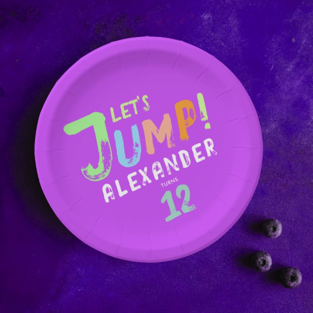Assiettes En Carton Trampoline rose violet cool Jump Kid Bounce Party (Créateur téléchargé)