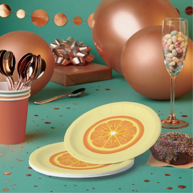 Assiettes En Carton tranche orange (Multi)