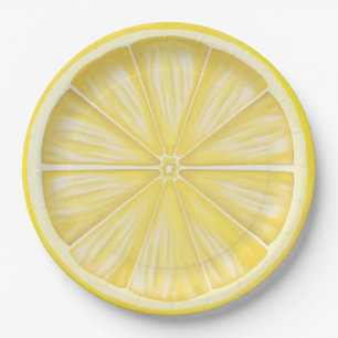 Assiettes En Carton Tranches de Citron Pastel Limoncello Fête