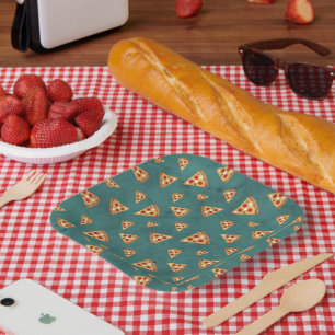 Assiettes En Carton Tranches de pizza cool motif turquoise vintage
