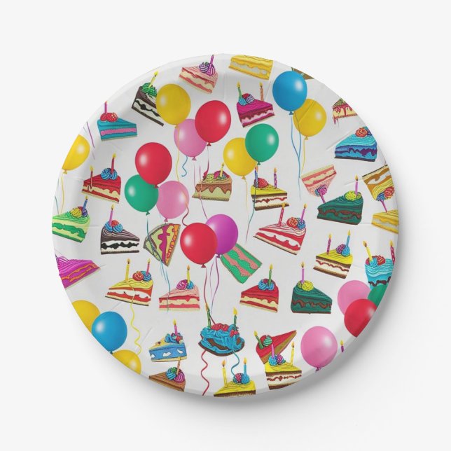 ASSIETTES EN CARTON " TRANCHES ET BALLONS DE GÂTEAU " (Devant)