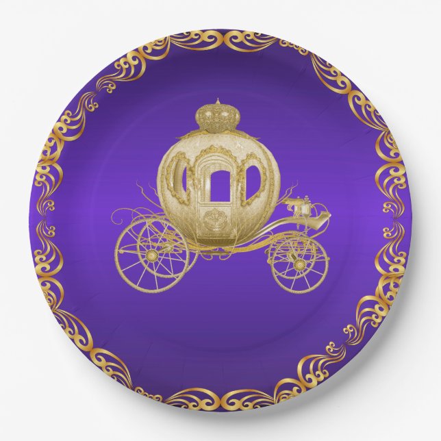 Assiettes En Carton Transport de l'entraîneur royal Purple Gold (Devant)