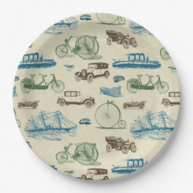 Assiettes En Carton Transport vintage (Devant)