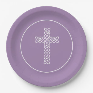 Assiettes En Carton Transversale Vieux Lavande Communion Baptême Chris
