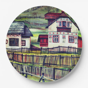 Assiettes En Carton Transylvanie, Roumanie, Paysage Peint pittoresque