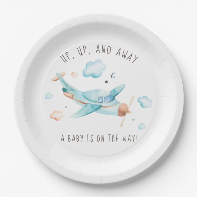 Assiettes En Carton Travel Toy Baby shower de l'avion (Devant)