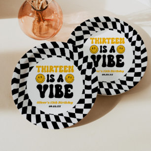 Assiettes En Carton Treize Est Une Vibration Fête D'anniversaire Rétro