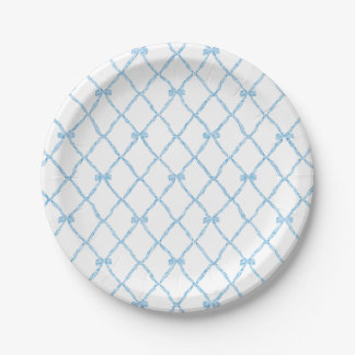 Assiettes En Carton Trellis bleu et blanc Papier à billes