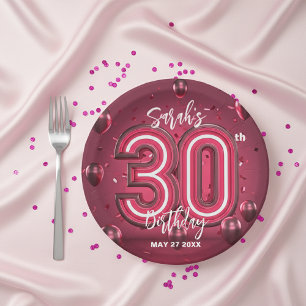 Assiettes En Carton Trendy Chic Glam Metallic Neon rose 30e anniversai